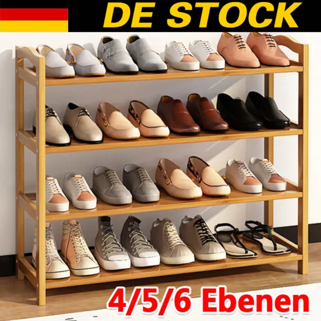 Schuhregal Holz Schuhablage Schuhständer Schuhschrank Holzregal 4/5/6 Ebenen Z