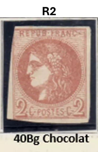 FRANCE ! Timbre CERES de BORDEAUX NEUF de 1870 n°40Bg Chocolat Signé