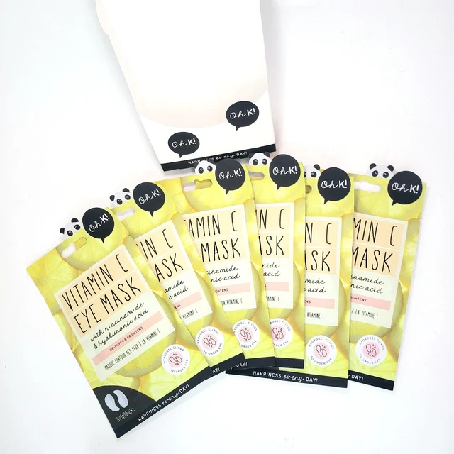 6 Pair Masks Oh K! De-Puffs & Brighten Hydrogel Clings Under Eye Vitamin C Mask