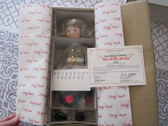  Shirley Temple "Wee Willie Winkie" Danbury Mint 14" Porcelain Doll NIB w/Stand