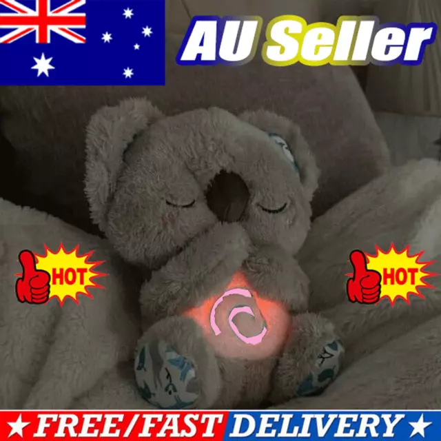 With Breathing Movement Soothing Sleeping Koala Toy Musical Stuffed Baby Toy AU