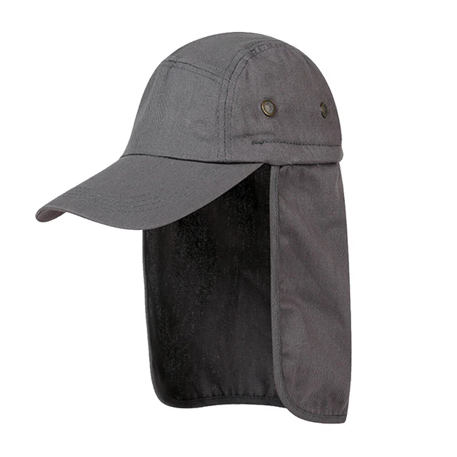 Unisex Fish Hat Sun Visor Cap Sun Protect with Ear Neck Cover (Dark Grey) FS2#