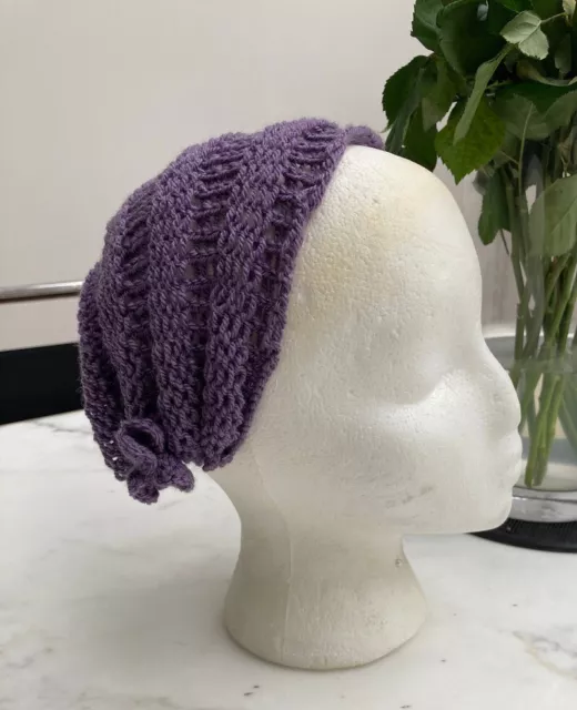 Victorian style sortie hat Mauve hand knitted one size NEW