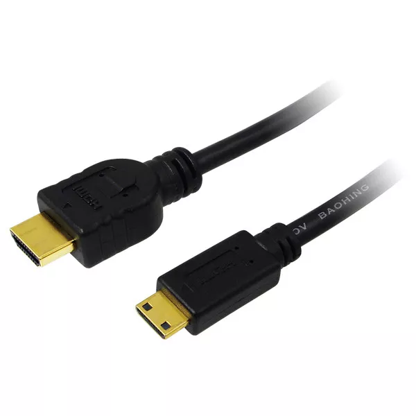 1,5m HighSpeed Mini HDMI auf HDMI Kabel mit Ethernet FullHD 4K2K Audio schwarz