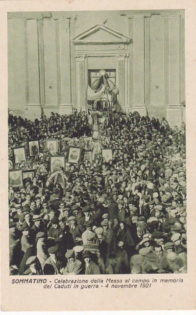 cartolina sommatino ( caltanissetta ) celebrazione messa, dei caduti ii guerra