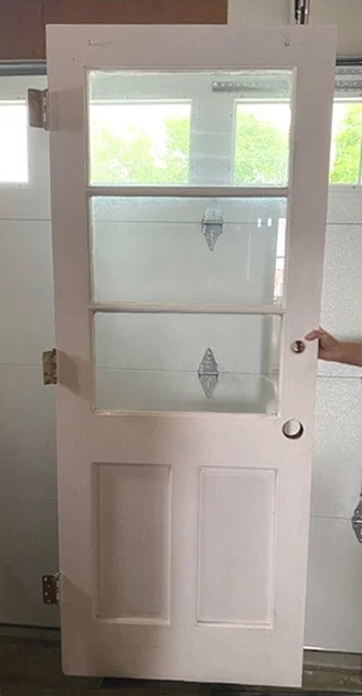 Used Vintage/Antique exterior door, 1960, solid wood, 2 panel, 3 glass 