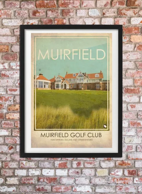 MUIRFIELD GOLF COURSE Vintage style A4 Illustrated Art Poster Print