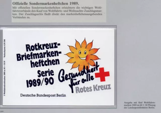 0456# Berlin 1989, 5x Mi.Nr. 852, Wohlfahrt, Rotes-Kreuz-Sonder MH, postfrisch