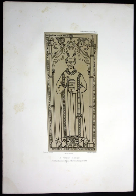 1860 Champeaux Eglise Sus Et Marne Litografía Original