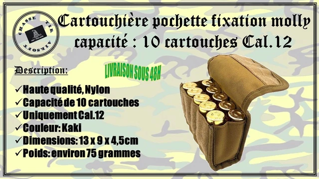 Cartouchière De Crosse Kaki Pour Fusil - 7 Balles, Avec Appui-joue, En Nylon