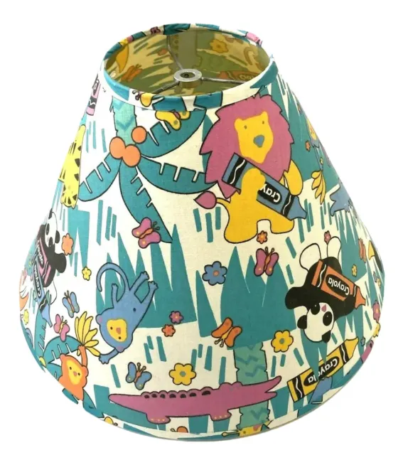 Vintage Crayola Jungle Zoo Lamp Shade Colorful Primary Nursery Kids Y2K 90s