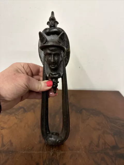 Antique Black Cast Iron Victorian Hermes Door Knocker