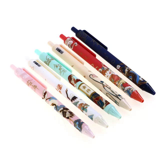 6Pcs/Set Cute Chinese style Retractable Gel Pen Black Ink Signature Writing P G1