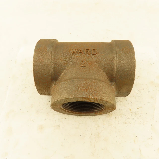 Ward 2"x2"x2" NPT 300 Malleable Iron Tee Black Pipe Fitting USA