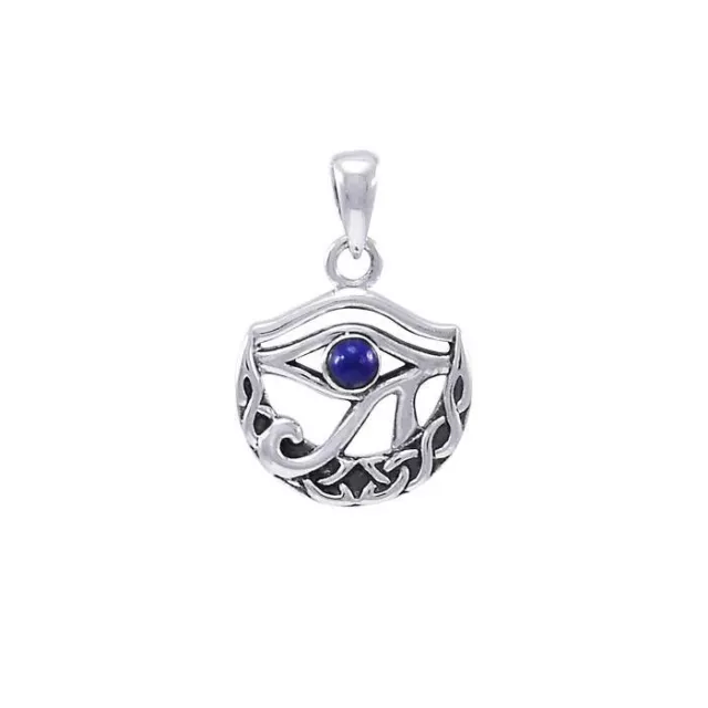 Œil De Horus Lune .925 Pendentif Argent Massif Lapis Peter Stone Fin Bijoux