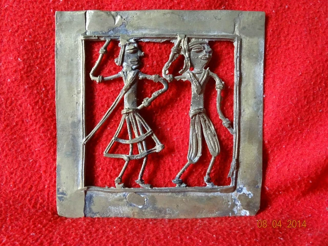 World Rare Vintage African Tribal People Liberian Hand Carved Brass Fine Art #11