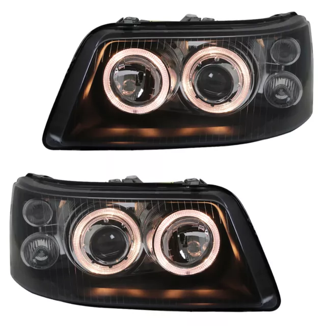 Scheinwerfer Klarglas Angel Eyes für VW T5 Bj. 2003-2009 Schwarz