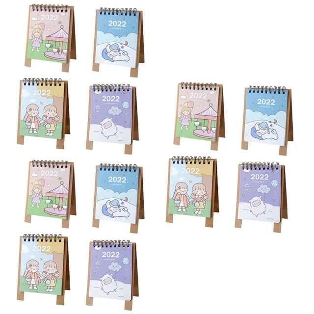 12 Pcs Kalender 2022 Notizkalender Stehender Desktop-Standkalender Kind Kleiner