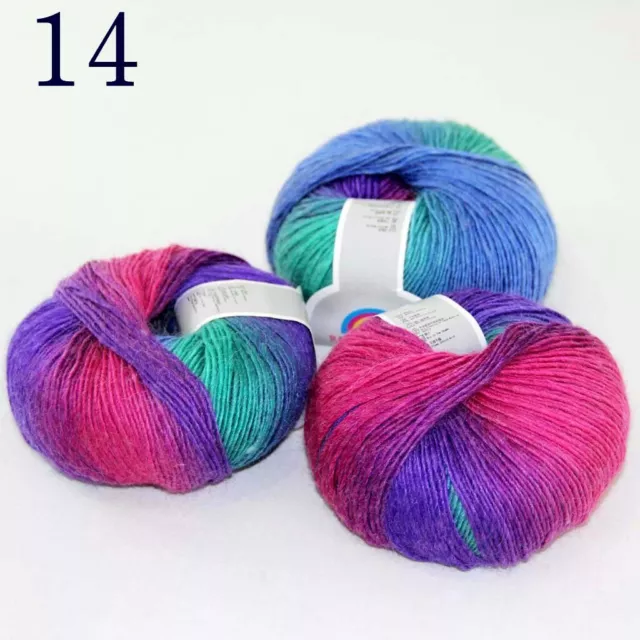 SALE 3BALLSX50GR CASHMERE Wool Rainbow Rugs Shawl Sweater Hand Crochet Yarn  14 $24.99 - PicClick AU