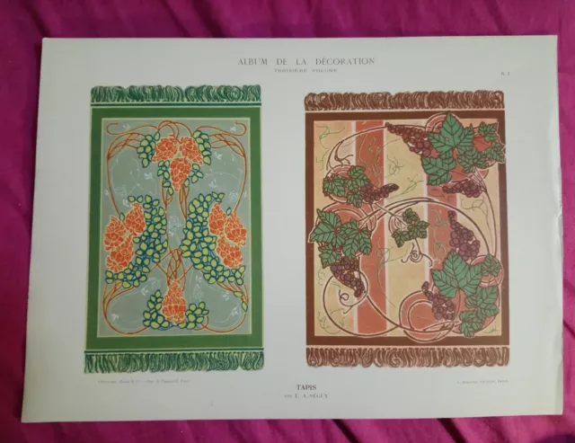 TAPIS - E.A. SEGUY -1901- LITHOGRAPHIE, ART NOUVEAU - Album de la décoration