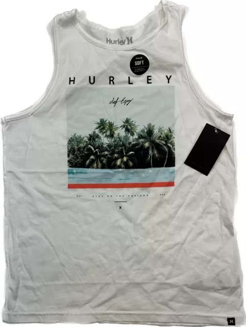 Hurley Women's Sleeveless Stretch Graphic Tank Top White Women's Size Medium