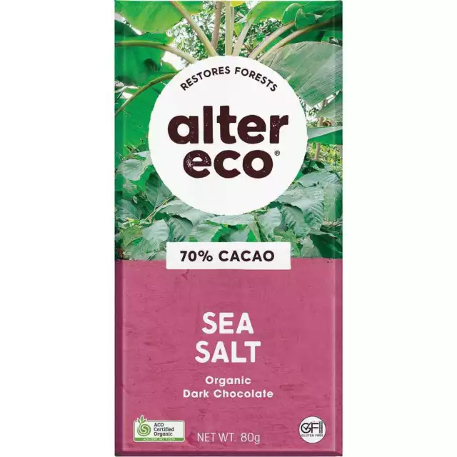 Alter Eco Organic Chocolate - Dark Sea Salt (12x80g)