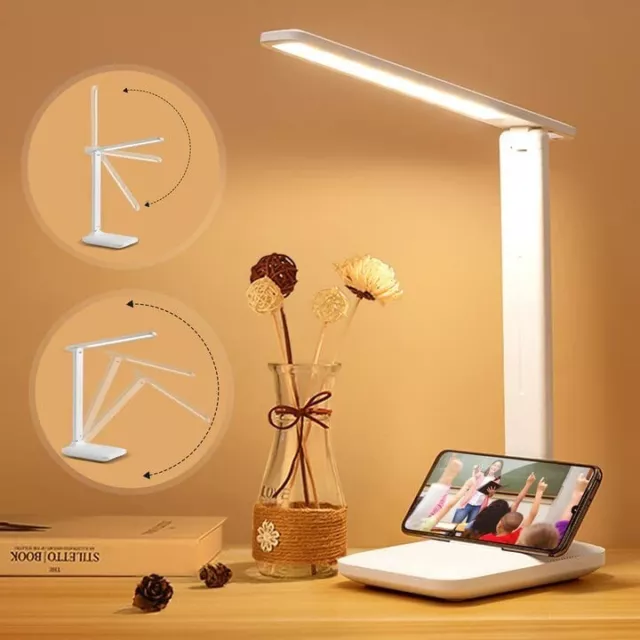 Lampada Da Tavolo E Scrivania Led Ricaricabile Usb Pieghevole 180° Touch 3Colori