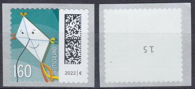 Bundesrepublik 3654 R ** 160 C. Welt der Briefe, selbstklebend mit Zählnummer