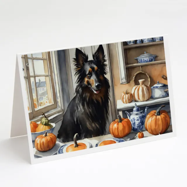Belgian Sheepdog Thanksgiving Pumpkins Cards Envelopes Pack of 8 DAC1828GCA7P