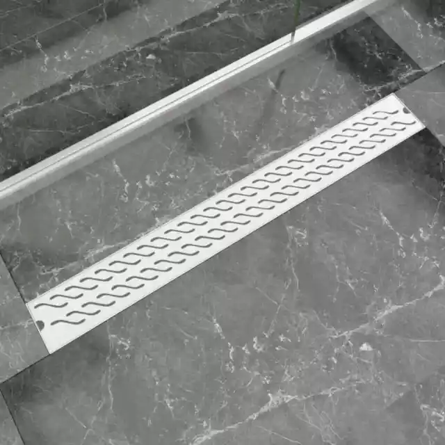 vidaXL Linear Shower Drain Wave Stainless Steel Silver 93cmx140cm 2