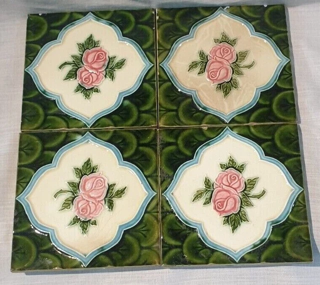 Antique Tiles Beautiful Flower Ceramic  Tiles Made in Japan Porcelain Tiles