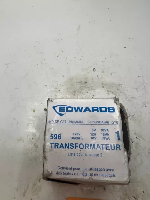 (QTY 1) Edwards Signaling 596 Class 2 Transformer 15Va 120Vac