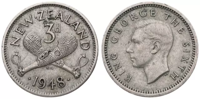 Neuseeland - New Zealand 3 Cents Pence 1947-1965 - verschiedene Jahrgänge