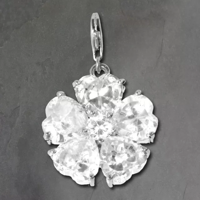 Silberdream 925er Charm Herzblume Auténtico Colgante de Plata Blanco Circonia