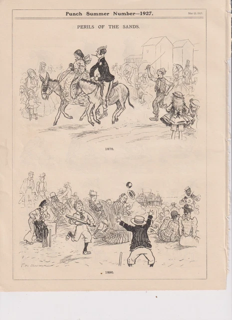1927 Two Punch Cartoons (on facing pages) Perils of the Sands -Now the Motor Car
