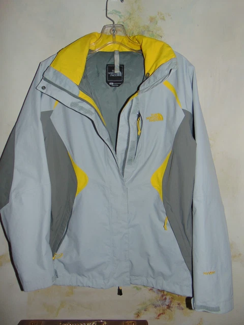 The North Face Blue Gray Hyvent 2.5L Rain Womens Windbreaker Jacket Hooded M