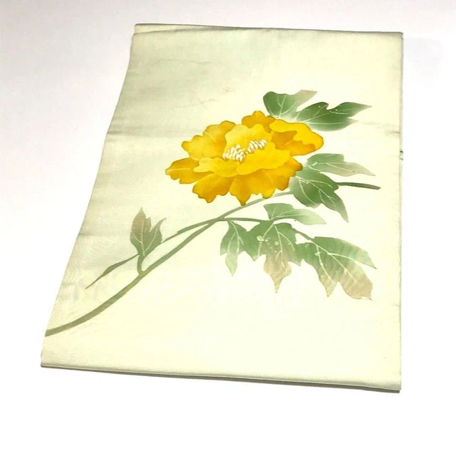 8420# Japanese Vintage Nagoya Obi Belt kimono Pure Silk camellia design