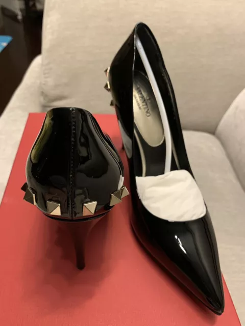 Nuovo Auth Valentino Garavani Donna Pelle Vernice Jaw Borchie Pompa Nero 6.5