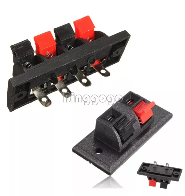 NEU 2P 4P Way Audio Speaker Terminal Double Spring Clip Jack Plug Socket Switch