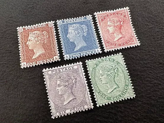 5 pieces GB 1855-1857 Victoria QV Surface 3d to 1s MNH Reproduction Stamp sv