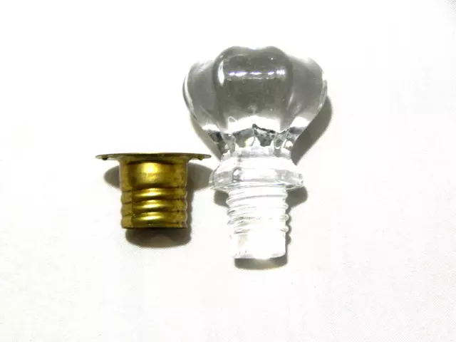 Sellers and Hoosier Kitchen Cabinet Glass Knob with Threaded End and Insert