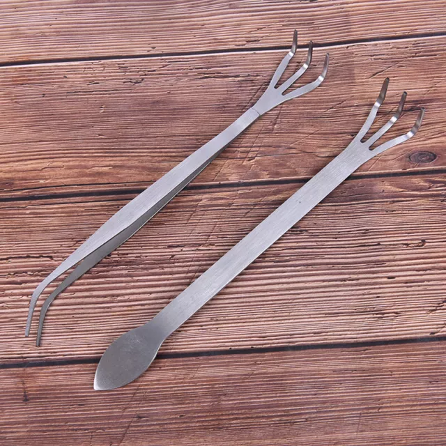 2 in 1 Stainless Steel Bonsai Gardening Tools Root Rake Spatula Tweezers Gar-va