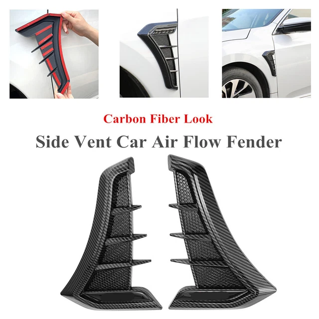 2PCS /Set Universal Carbon Fiber Side Vent Car Air Flow Fender Grille Decorative