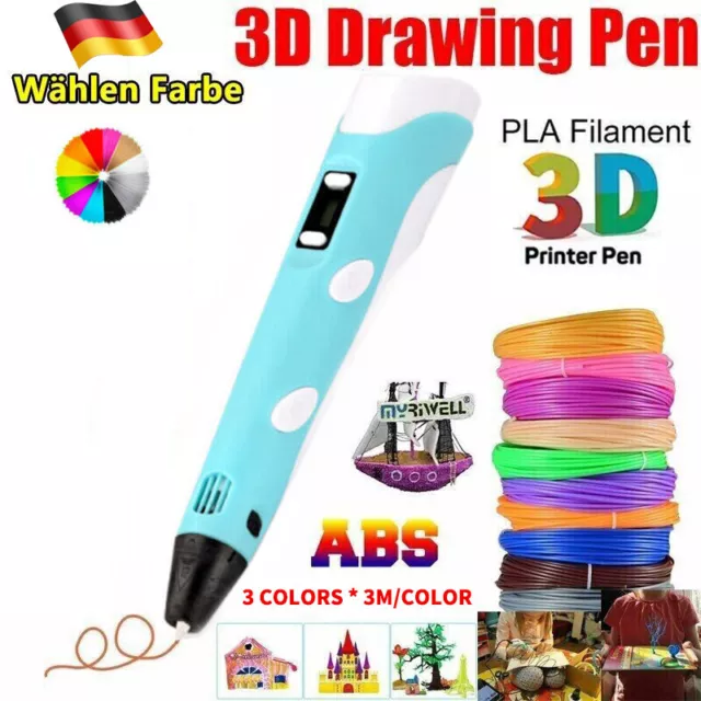 Juego de bolígrafos 3D para niños lápiz impreso 3D con 3 colores 30 ft filamento PLA regalo hágalo usted mismo