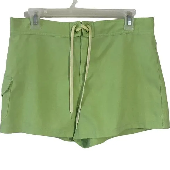 Vintage 80’s PB Basics Lime Green High Waisted Pleated Tie Front Shorts Medium