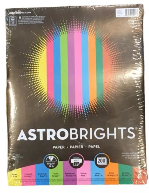 Astrobrights 8.5 X 11 Paper 24 lb Acid Free 200 Sheets 10 Colors