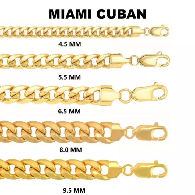 10K Yellow Semi Solid Gold Mens 4.5mm Miami Cuban Link Chain Lobster Clasp