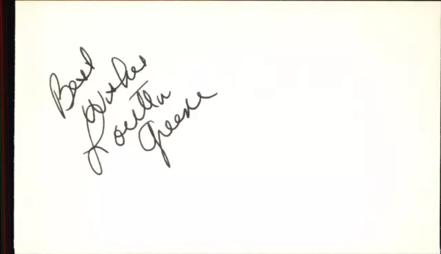 Loretta Greene Actress Signed 3" x 5" Index Card