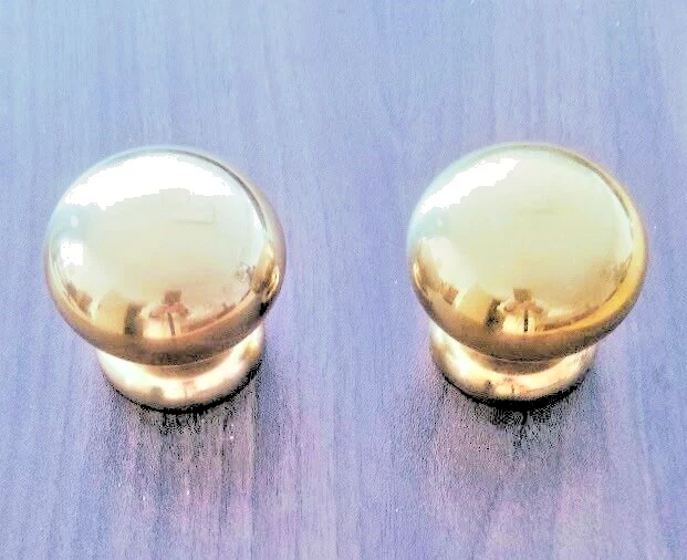 Deux Boules D’Escalier Anciennes En Bronze Laiton – Embouts De Rideaux Vintage 40-60