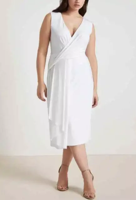 NWOT size 24 Jason Wu + ELOQUII White Stretch-Jersey Asymmetrical Draped Dress